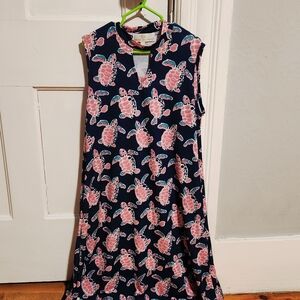 Simply Southern Medium Navy and Pink Turtle Dress